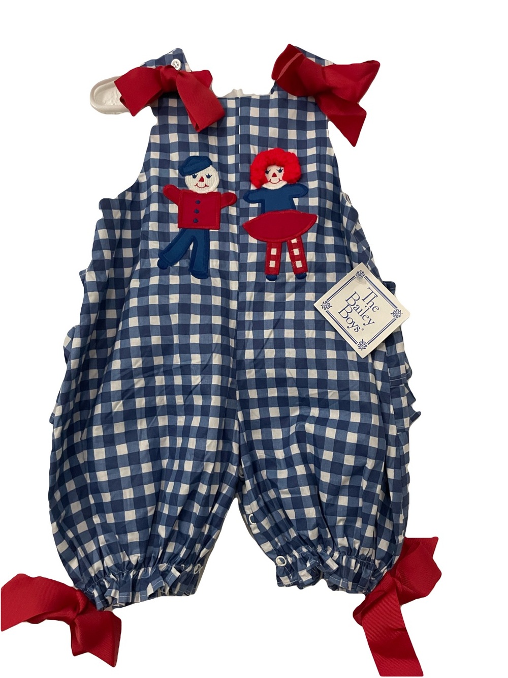 The Bailey Boys Navy Gingham Kids One-Piece with Red Bows